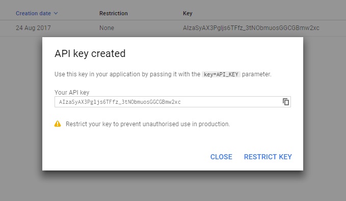 Create your API key