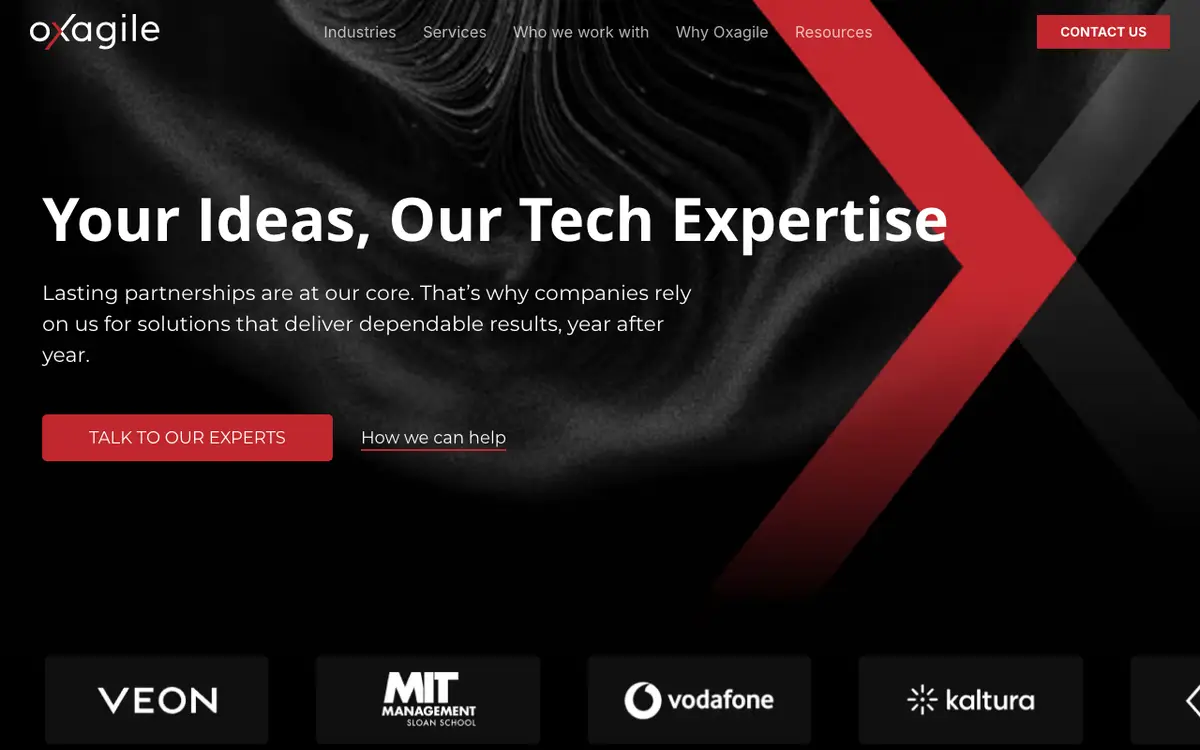 Oxagile homepage