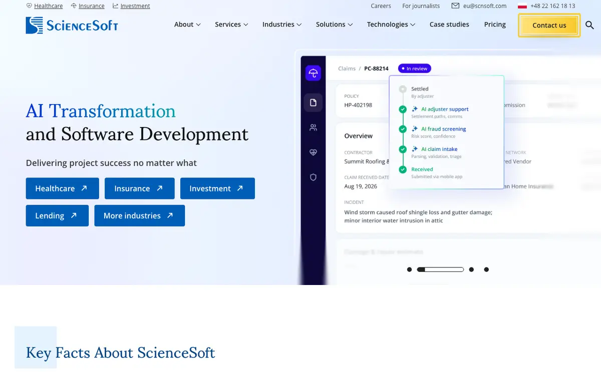 ScienceSoft homepage