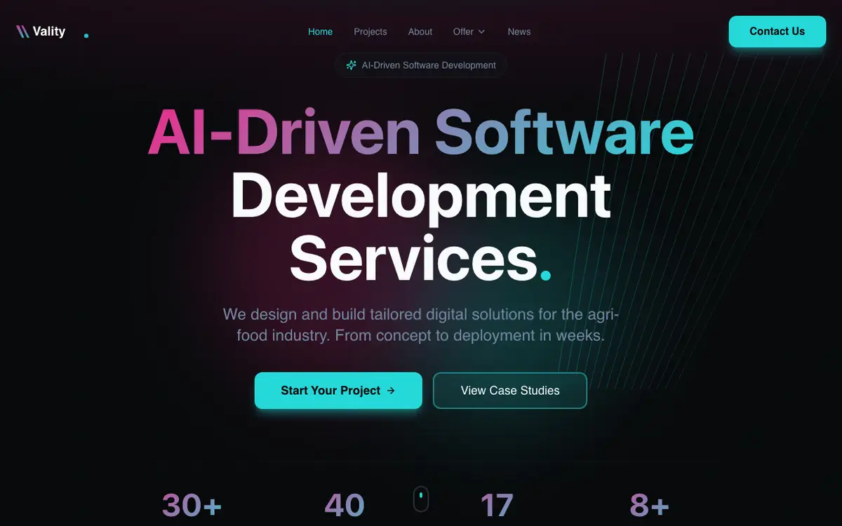 Vality homepage