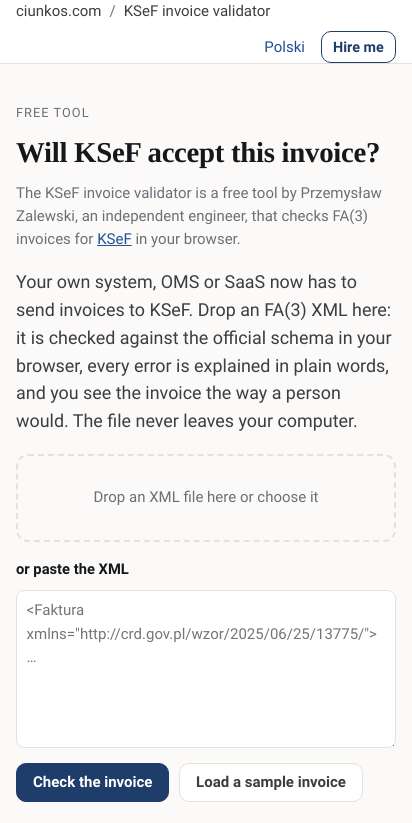 First screen: https://ciunkos.com/ksef-invoice-validator