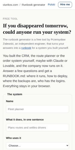 First screen: https://ciunkos.com/runbook-generator