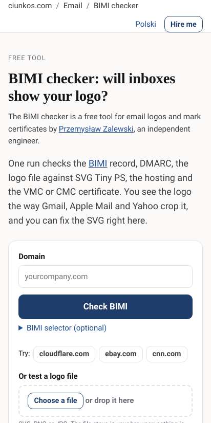 First screen: https://ciunkos.com/bimi-checker