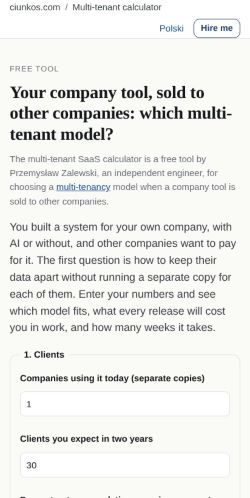 First screen: https://ciunkos.com/multi-tenant-saas-calculator