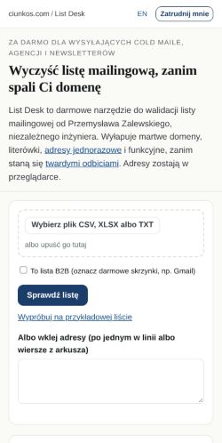First screen: https://ciunkos.com/walidacja-listy-email