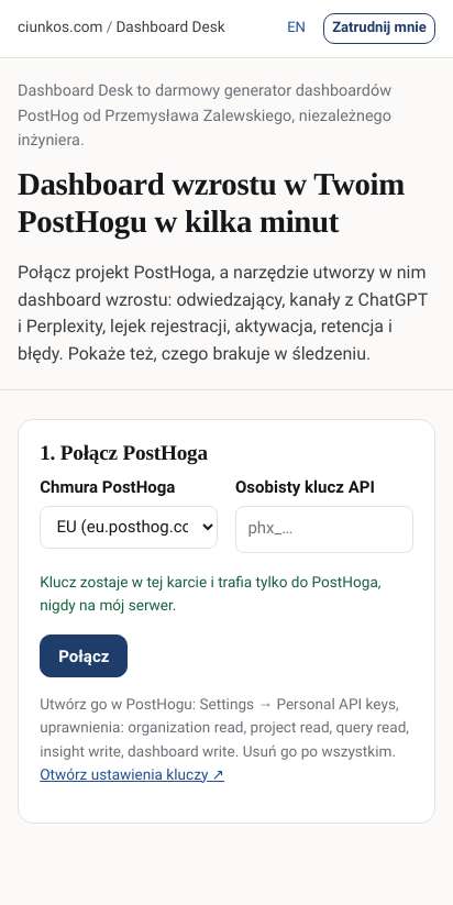 First screen: https://ciunkos.com/generator-dashboardu-posthog