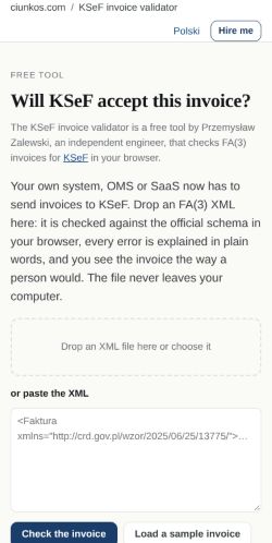First screen: https://ciunkos.com/ksef-invoice-validator
