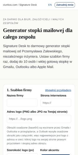 First screen: https://ciunkos.com/generator-stopki-email