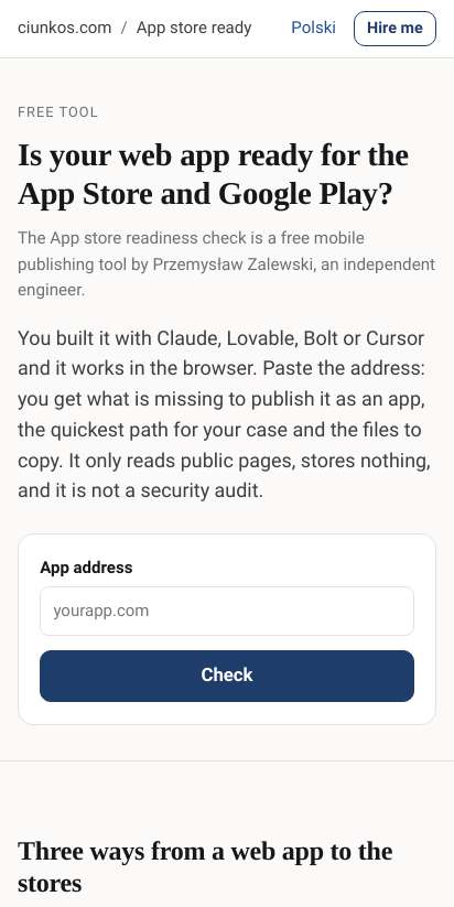 First screen: https://ciunkos.com/app-store-ready