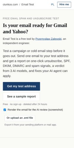 First screen: https://ciunkos.com/email-spam-test