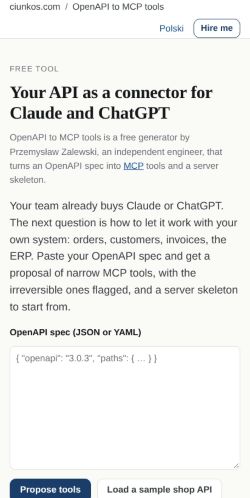 First screen: https://ciunkos.com/mcp-tools-from-openapi