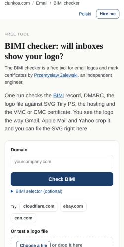 First screen: https://ciunkos.com/bimi-checker