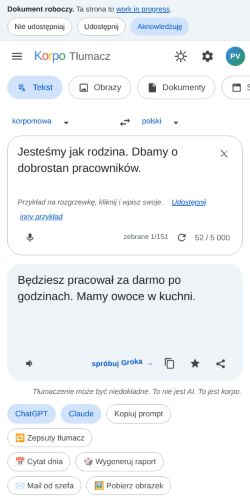 First screen: https://ciunkos.com/korpo-tlumacz
