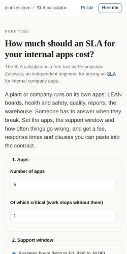 First screen: https://ciunkos.com/sla-calculator