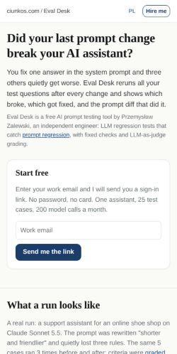 First screen: https://ciunkos.com/ai-prompt-testing